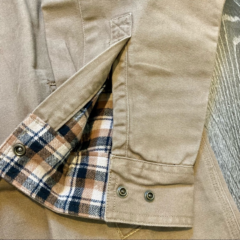 Carhartt Men’s Canvas Shirt Jacket Flannel Lined Long Sleeve Tan Tall Large NWT - Picture 9 of 15